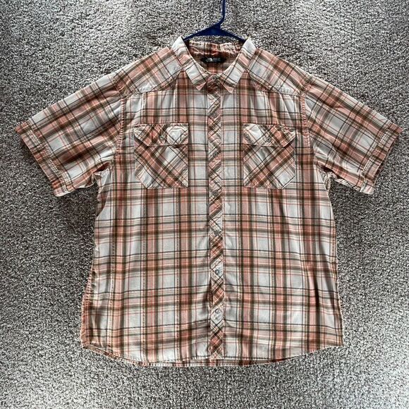 The North Face Shirt Adult Extra Large Pink Plaid Button Up Snaps Outdoor Mens - Picture 1 of 10